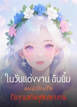 หน้าปกนวนิยาย ในวันแต่งงาน ฉันยิ้มมองนักเรียนที่ได้รับทุนสวมชุดแต่งงาน